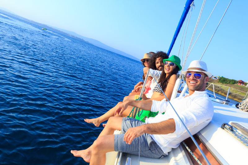 Friends posing on a Yacht