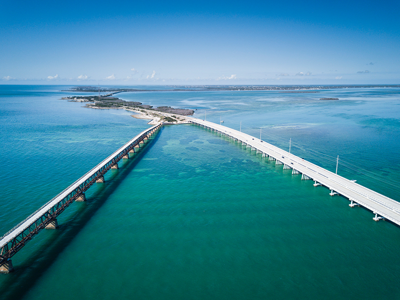 Drone shot of Florida bridge