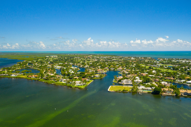 Aerial drone photo Ocean Reef Club Key Largo Florida an upscale neighborhood